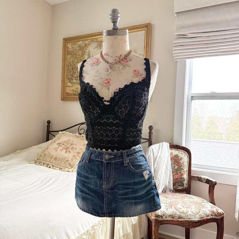 Black lace corset top  90s victoria's secret black lace‎ bustier 34dd